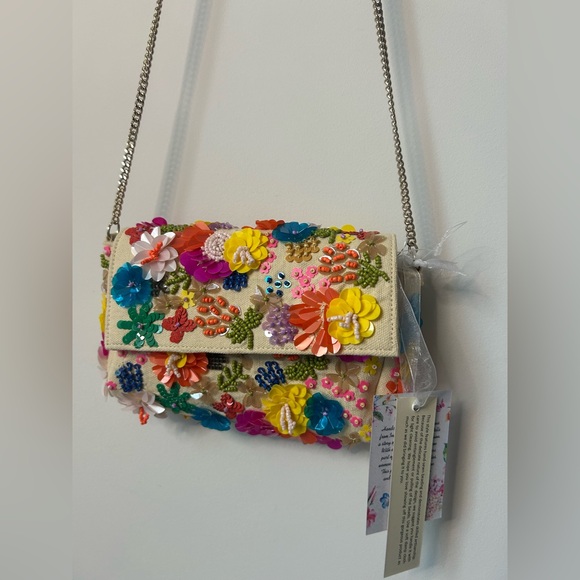 Red Printed Floral Chain Shoulder Cross Party Bag main image 0